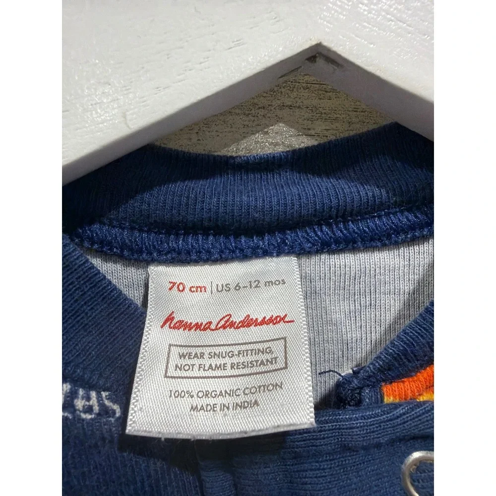 Hanna Andersson Tea Collection Sleeper Romper Boys 6-12M Blue Gray Planet